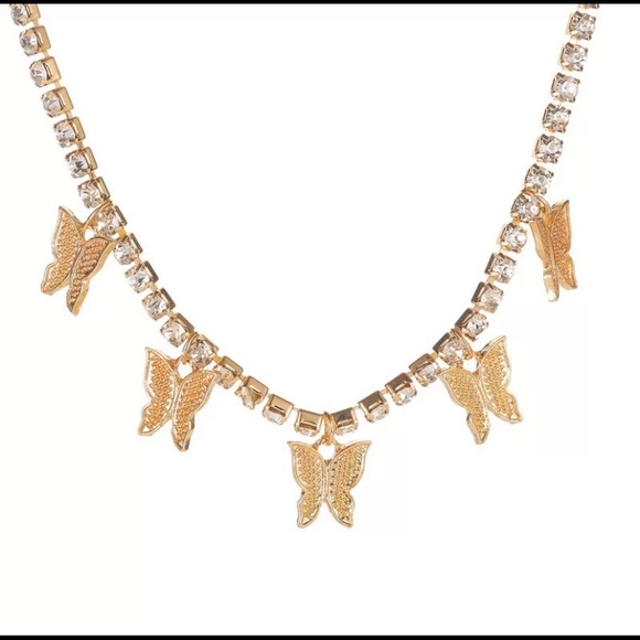 Cubic Zircon Gold Plated Butterfly Bracelet/Anklet - Picture 3 of 5